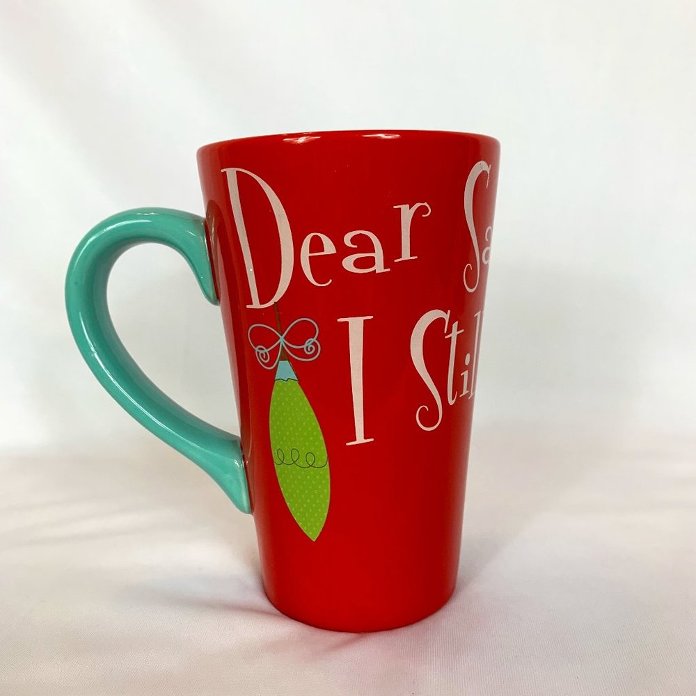 Target Dear Santa I Still Believe Christmas Mug Red Teal Holiday Coffee Cup